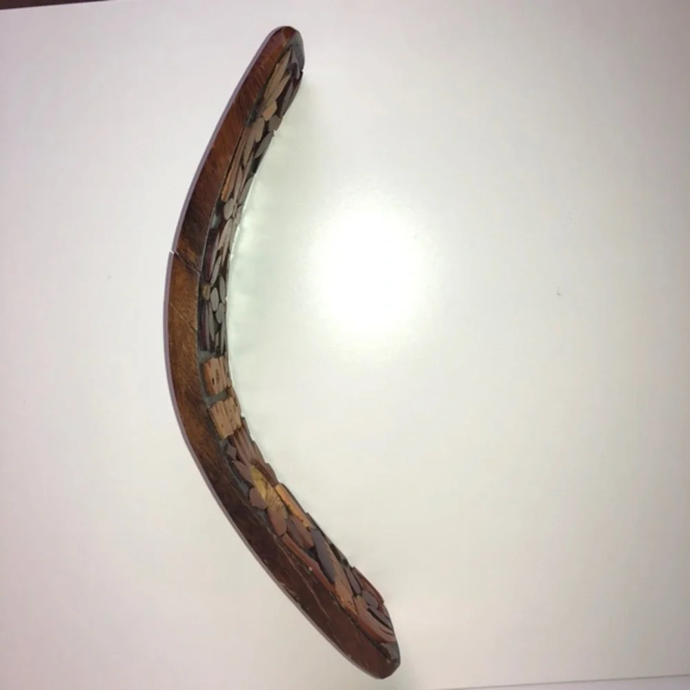 Costa Rica Wood Carved Floral Wine Bottle Holder